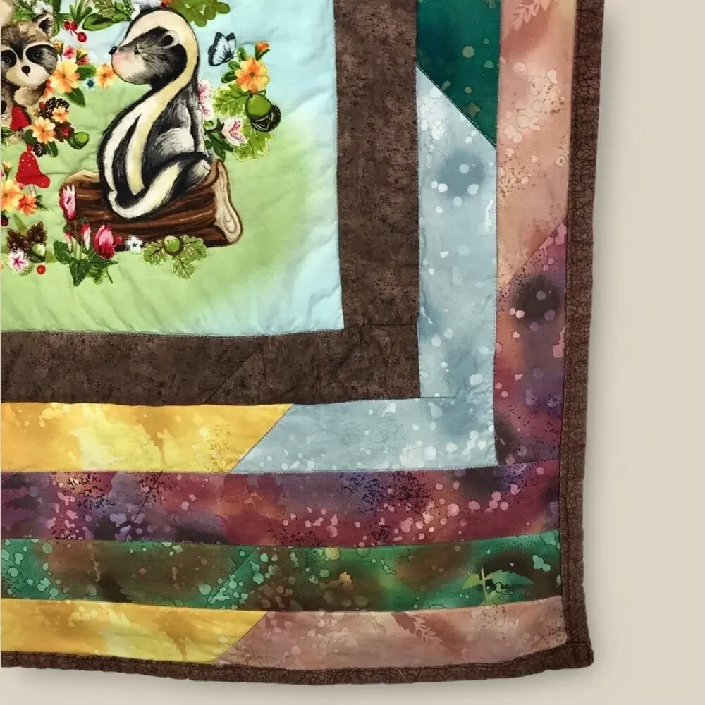 Handcrafted Quilted Wall Hanging Woodland Creatures Peace in the Forest Signed
